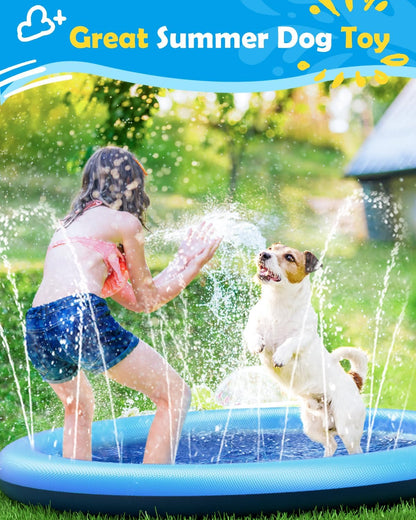 Dog Splash Pad 51" Anti-Slip Dog Pool for Large Dogs 0.58 Mm Thick Dog Sprinkler Outdoor Dog Toys - Dog Accessories for Large Dogs