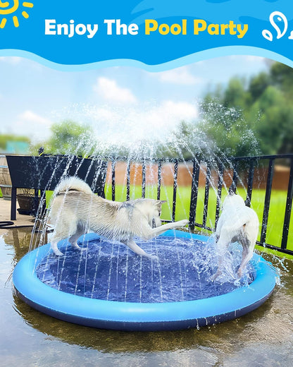 Dog Splash Pad 51" Anti-Slip Dog Pool for Large Dogs 0.58 Mm Thick Dog Sprinkler Outdoor Dog Toys - Dog Accessories for Large Dogs