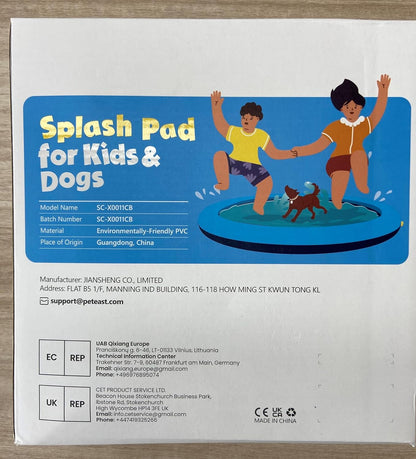 Dog Splash Pad 51" Anti-Slip Dog Pool for Large Dogs 0.58 Mm Thick Dog Sprinkler Outdoor Dog Toys - Dog Accessories for Large Dogs