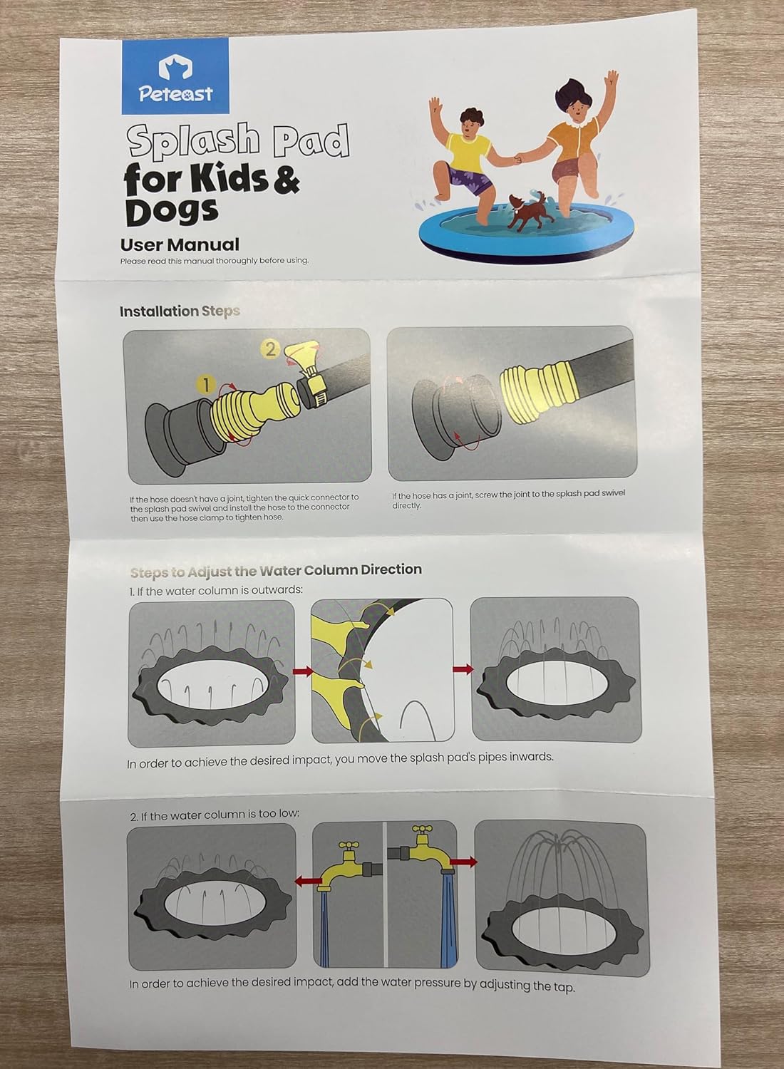 Dog Splash Pad 51" Anti-Slip Dog Pool for Large Dogs 0.58 Mm Thick Dog Sprinkler Outdoor Dog Toys - Dog Accessories for Large Dogs