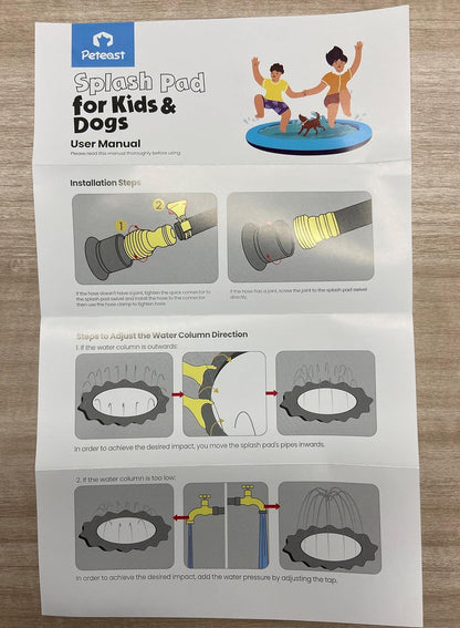 Dog Splash Pad 51" Anti-Slip Dog Pool for Large Dogs 0.58 Mm Thick Dog Sprinkler Outdoor Dog Toys - Dog Accessories for Large Dogs