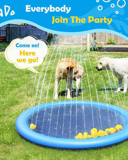 Dog Splash Pad 51" Anti-Slip Dog Pool for Large Dogs 0.58 Mm Thick Dog Sprinkler Outdoor Dog Toys - Dog Accessories for Large Dogs