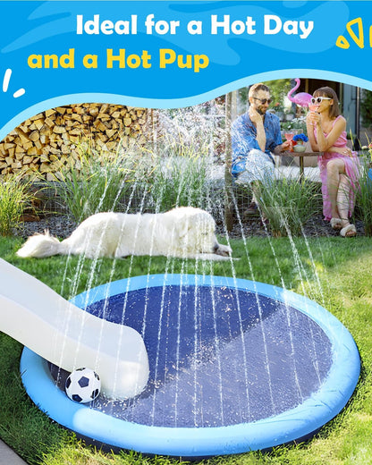 Dog Splash Pad 51" Anti-Slip Dog Pool for Large Dogs 0.58 Mm Thick Dog Sprinkler Outdoor Dog Toys - Dog Accessories for Large Dogs
